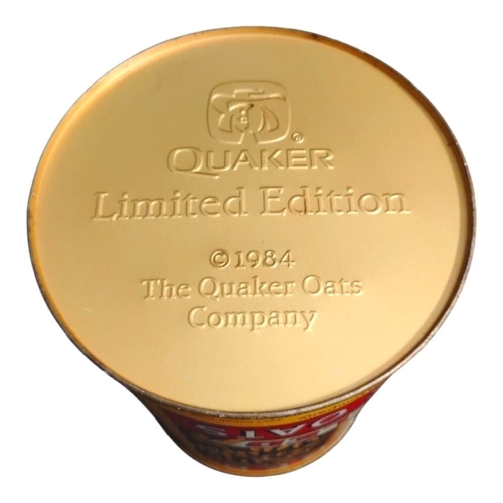 Vintage 1984 Quaker Oats Round Tin Canister w/Lid Limited Edition Kitch Decor. C - Picture 6 of 6